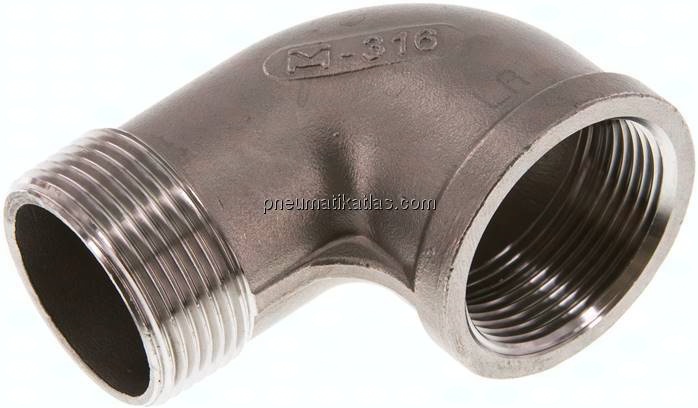 90°-Einschraubwinkel Rp 1-1/4"(IG)-R 1-1/4"(AG), 1.4408