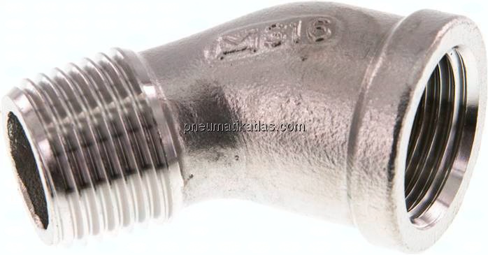 45°-Einschraubwinkel Rp 1/2"(IG)-R 1/2"(AG), 1.4408