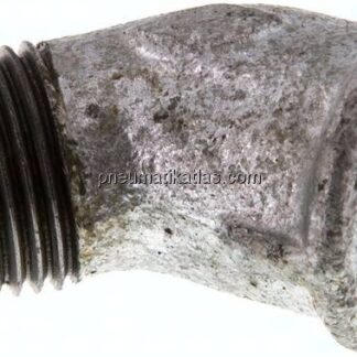 45°-Einschraubwinkel Rp 1/2"(IG)-R 1/2"(AG), Temperguss verzinkt