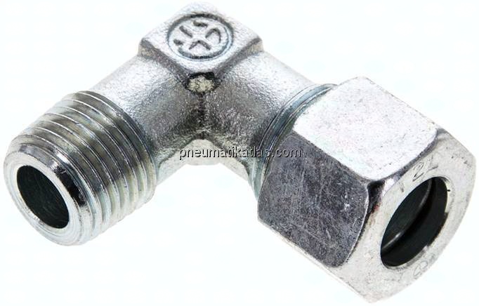 Winkel-Schneidringverschraub. M 16x1,5 (konisch)-12 L (M18x1,5), Stahl verzinkt