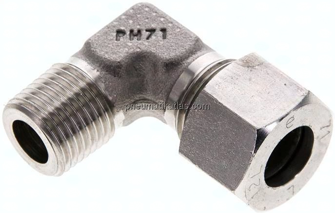 Winkel-Schneidringverschraub. M 16x1,5 (konisch)-12 L (M18x1,5), 1.4571