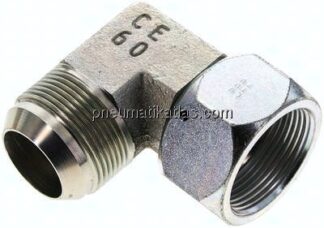 90°-Einschraubwinkel, UN 1-5/8"-12 (JIC), Stahl verzinkt