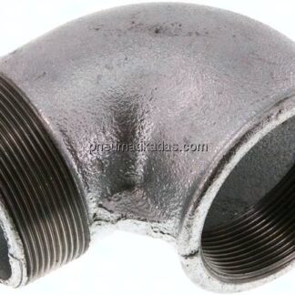 90°-Einschraubwinkel Rp 2-1/2"(IG)-R 2-1/2"(AG), Temperguss verzinkt