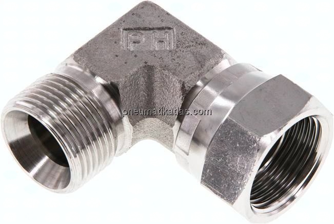 90°-Einschraubwinkel, 60°-Kegel, G 3/4", V4A