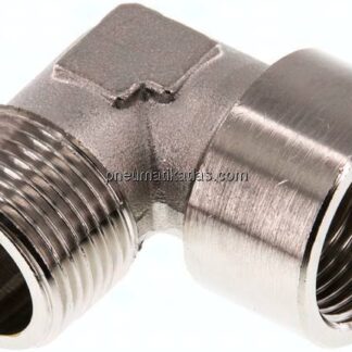 90°-Einschraubwinkel G 3/4"(IG)-R 3/4"(AG), Messing vernickelt