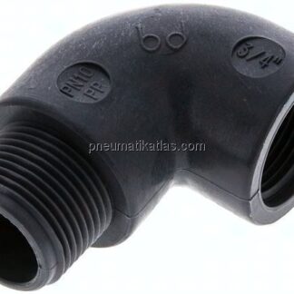 90°-Einschraubwinkel G 3/4"(IG)-G 3/4"(AG), Polypropylen