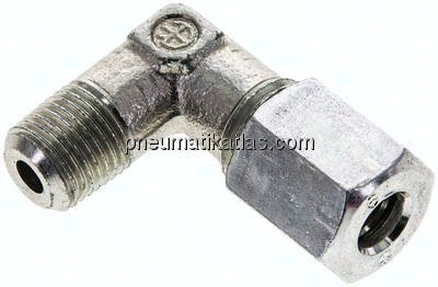 Winkel-Schneidringverschraub. M 10x1 (konisch)-6 L (M12x1,5), Stahl verzinkt