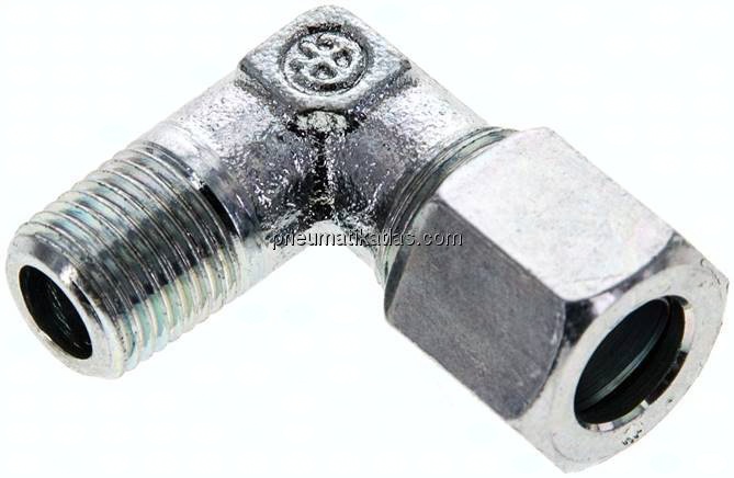 Winkel-Schneidringverschraub. M 10x1 (konisch)-8 LL (M12x1), Stahl verzinkt