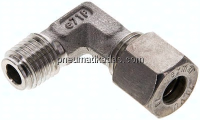 Winkel-Schneidringverschraub. M 12x1,5 (konisch)-8 L (M14x1,5), Klemmring 1.4571 (NC)
