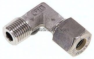 Winkel-Schneidringverschraub. R 1/4"-8 L (M14x1,5), Klemmring 1.4571 (NC)