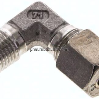 Winkel-Schneidringverschraub. M 14x1,5 (konisch)-8 S (M16x1,5), Klemmring 1.4571 (NC)