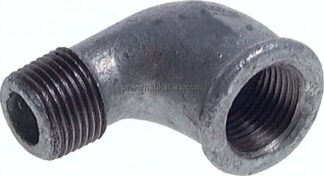 90°-Einschraubwinkel Rp 3/8"(IG)-R 3/8"(AG), Temperguss verzinkt