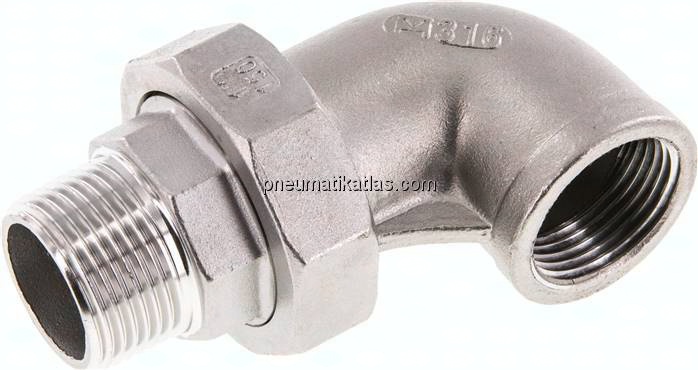 Winkel-Verschraubung flach dichtend Rp/R 1"(IG/AG)