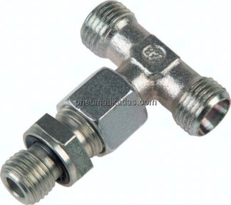 Einstellb. T-Schneidringverschraub.M 10x1-6 L (M12x1,5), ohne Mutter & Schneidring, Stahl verzinkt