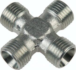 Kreuz-Schneidringverschraubung 4 LL (M8x1), ohne Mutter & Schneidring, Stahl verzinkt