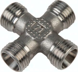 Kreuz-Schneidringverschraubung 10 S (M18x1,5), ohne Mutter & Schneidring, 1.4571