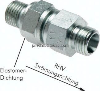 Hydraulik-Rückschlagventil 28 L (M36x2)-G 1", ohne Mutter & Schneidring, Stahl verzinkt
