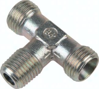 T-Schneidringverschraubung M 10x1 (konisch)-8 LL (M12x1), ohne Mutter & Schneidring, Stahl verzinkt