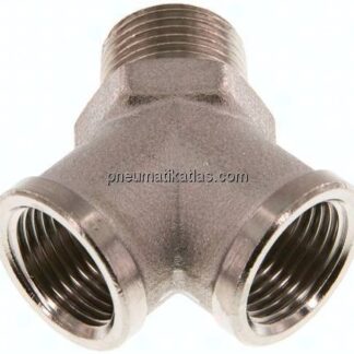 Y-Einschraubstück R 3/8" (AG)- 2 x G 3/8" (IG), Messing vernickelt