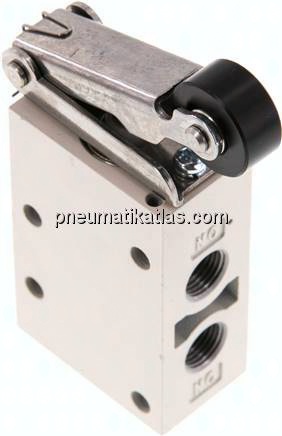 3/2-Wege Endschalter G 1/8", Rollenhebel, Rolle aus Kunststoff