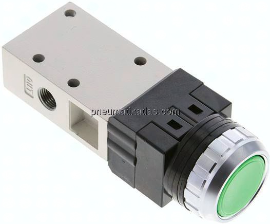 3/2-Wege Ventil G 1/8", Drucktaster grün