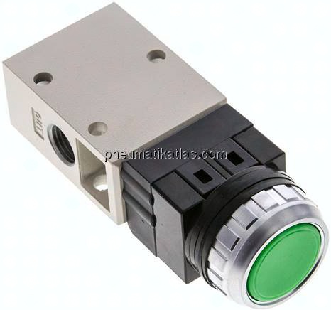 3/2-Wege Ventil G 1/4", Drucktaster grün