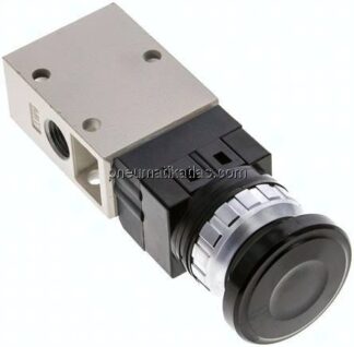 3/2-Wege Ventil G 1/4", Pilztaster schwarz