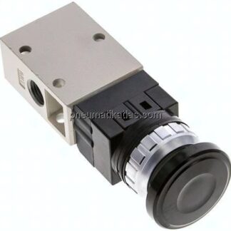 3/2-Wege Ventil G 1/4", Pilztaster schwarz
