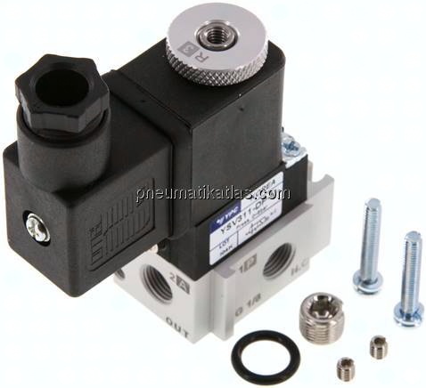 3/2-Wege Magnetventil, G 1/8", Federrückstellung (NC), 230 V AC