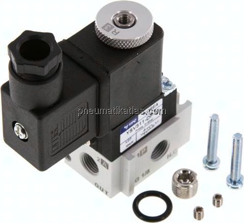 3/2-Wege Magnetventil, G 1/8", Federrückstellung (NC), 12 V DC