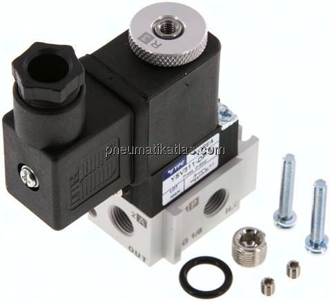 3/2-Wege Magnetventil, G 1/8", Federrückstellung (NC), 24 V DC