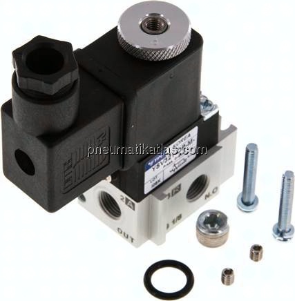 3/2-Wege Magnetventil, G 1/8", Federrückstellung (NO), 12 V DC