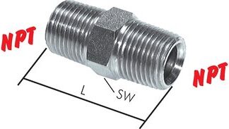 Doppelnippel mit NPT-Gewinde|bis 345 bar