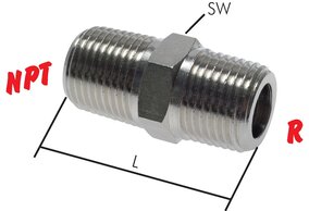 Doppelnippel mit R-Gewinde / NPT-Gewinde|PN 60