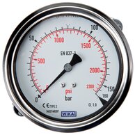 Einbaumanometer mit Dreikant-Frontring Ø 100 mm, Edelstahl / Messing - Robust|Klasse 1
