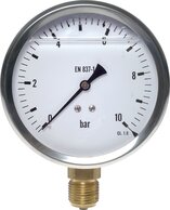 Glycerinmanometer senkrecht Ø 100 mm, Edelstahl / Messing|Eco-Line