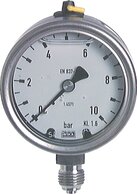Glycerinmanometer senkrecht Ø 63 mm, Edelstahl - Chemie|Klasse 1,6