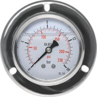 Glycerin-Einbaumanometer mit großem Frontring Ø 63, 100 mm, Edelstahl / Messing|Eco-Line