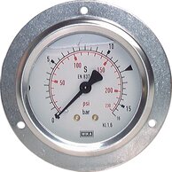 Glycerin-Einbaumanometer mit großem Frontring Ø 63, 100 mm, Edelstahl / Messing - Robust|Klasse 1,6 / 1,0