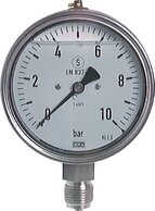 Glycerin-Sicherheitsmanometer senkrecht Ø 100 mm, Edelstahl|Klasse 1