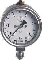 Sicherheitsmanometer senkrecht Ø 63 mm, Edelstahl|Klasse 1,6