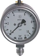 Glycerin-Sicherheitsmanometer senkrecht Ø 63 mm, Edelstahl|Klasse 1,6