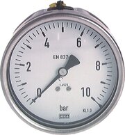 Manometer waagerecht Ø 63, 100 mm, Edelstahl - Chemie|Klasse 1,6 / 1,0