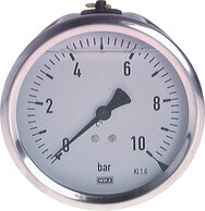 Glycerinmanometer waagerecht Ø 100 mm, Edelstahl - Chemie|Klasse 1