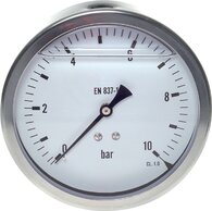 Glycerinmanometer waagerecht Ø 100 mm, Edelstahl / Messing|Eco-Line