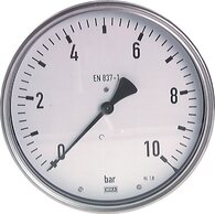 Manometer waagerecht Ø 160 mm, Edelstahl / Messing - Robust|Klasse 1