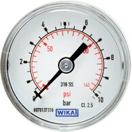 Manometer waagerecht Ø 40, 50 mm, Edelstahl|Klasse 2,5