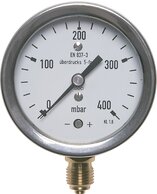 Kapselfedermanometer senkrecht, bis 10-fach überlastbar|mbar
