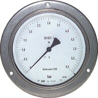 Feinmessmanometer waagerecht Ø 160 mm, Edelstahl / Messing|Klasse 0,6