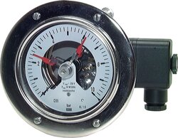 Kontaktmanometer waagerecht Ø 100, 160 mm, Edelstahl / Messing|Klasse 1,0 / 2,5